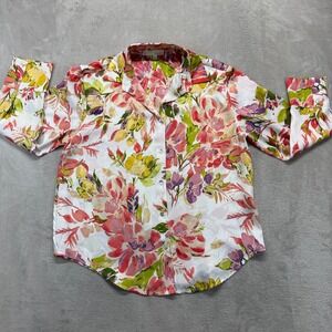 PINCH Shirt Women's Large Floral Print Button Down Shirt Long Sleeve Blouse Top